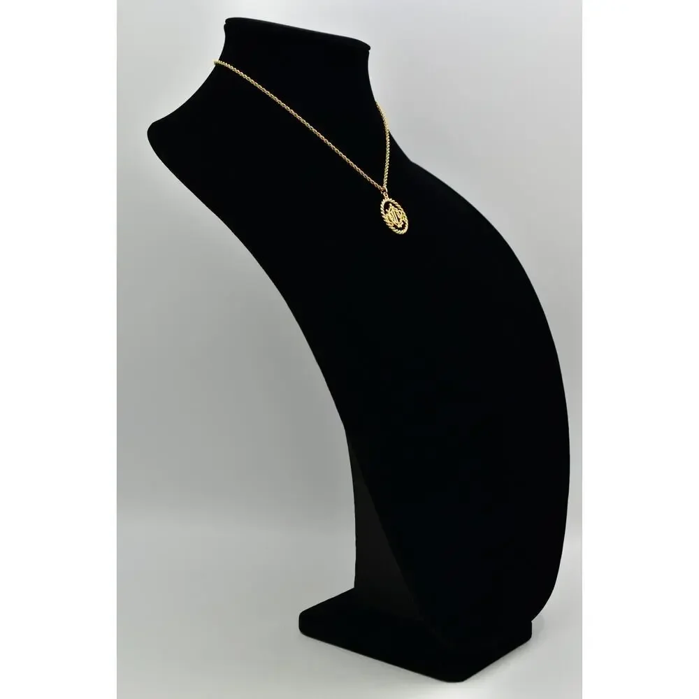 Christian Dior Vintage Insignia Logo Pendant Necklace Gold Tone Signed 80s BinBM - Picture 5 of 16